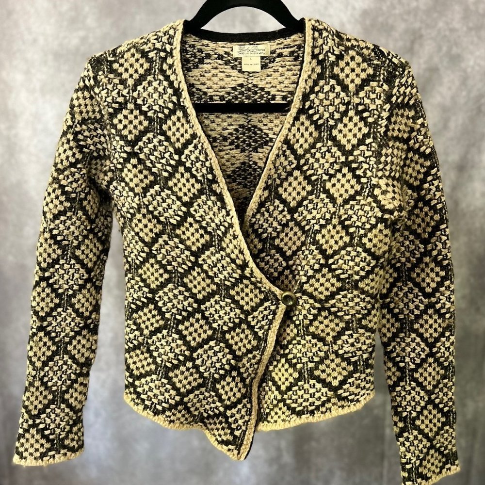 Lucky Brand Treviso Gold & Black Wrap Sweater Blazer | Large